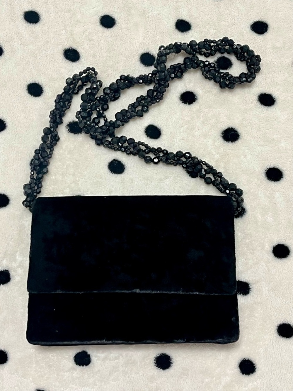 Vintage Bechamel Crushed Velvet Beaded Strap Purse